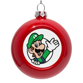 Super mario Luigi win, Red Christmas tree ornament bauble 8cm