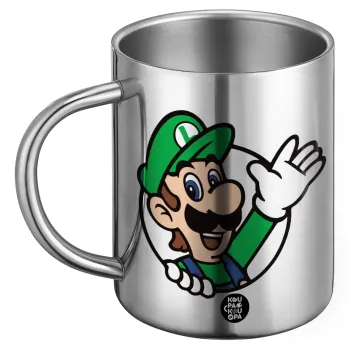 Super mario Luigi win, Ανοξείδωτη Μεταλλική Κούπα 450ml - Διπλού Τοιχώματος