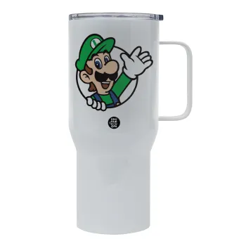 Super mario Luigi win, Tumbler με καπάκι, διπλού τοιχώματος (θερμό) 750L