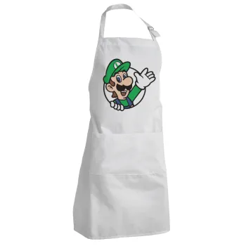 Super mario Luigi win, Adult Chef Apron (with sliders and 2 pockets)