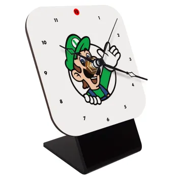 Super mario Luigi win, Επιτραπέζιο ρολόι ξύλινο με δείκτες (10cm)