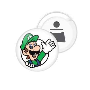 Super mario Luigi win, Μαγνητάκι και ανοιχτήρι μπύρας στρογγυλό διάστασης 5,9cm