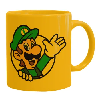 Super mario Luigi win, Κούπα, κεραμική κίτρινη, 330ml