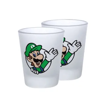 Super mario Luigi win, Σφηνοπότηρα γυάλινα 45ml του πάγου (2 τεμάχια)