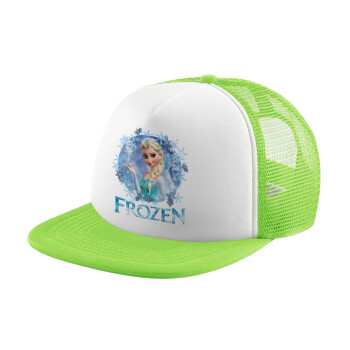 Frozen Elsa, Καπέλο παιδικό Soft Trucker με Δίχτυ ΠΡΑΣΙΝΟ/ΛΕΥΚΟ (POLYESTER, ΠΑΙΔΙΚΟ, ONE SIZE)