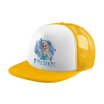 Frozen Elsa, Καπέλο Ενηλίκων Soft Trucker με Δίχτυ Κίτρινο/White (POLYESTER, ΕΝΗΛΙΚΩΝ, UNISEX, ONE SIZE)