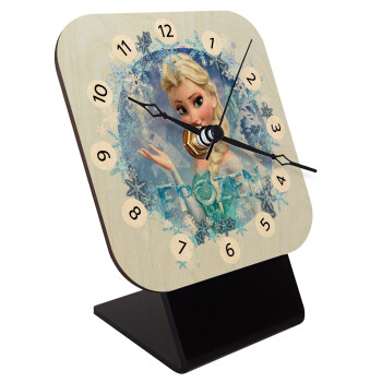 Frozen Elsa, Quartz Table clock in natural wood (10cm)