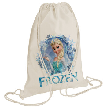 Frozen Elsa, Τσάντα πλάτης πουγκί GYMBAG natural (28x40cm)