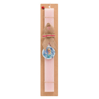 Frozen Elsa, Easter Set, wooden keychain & scented flat Easter candle (30cm) (PINK)
