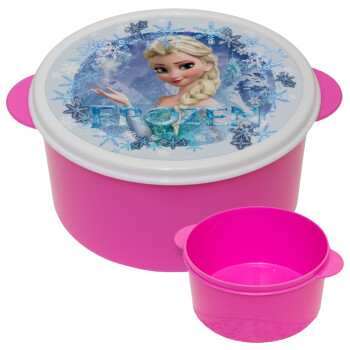 Frozen Elsa, ΡΟΖ παιδικό δοχείο φαγητού (lunchbox) πλαστικό (BPA-FREE) Lunch Βox M16 x Π16 x Υ8cm