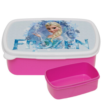 Frozen Elsa, ΡΟΖ παιδικό δοχείο φαγητού (lunchbox) πλαστικό (BPA-FREE) Lunch Βox M18 x Π13 x Υ6cm