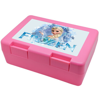 Frozen Elsa, Παιδικό δοχείο κολατσιού ΡΟΖ 185x128x65mm (BPA free πλαστικό)