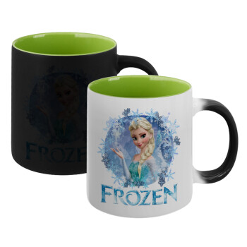Frozen Elsa, Κούπα Μαγική εσωτερικό πράσινο, κεραμική 330ml που αλλάζει χρώμα με το ζεστό ρόφημα (1 τεμάχιο)