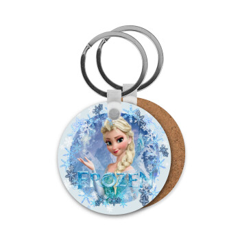 Frozen Elsa, Μπρελόκ Ξύλινο στρογγυλό MDF Φ5cm