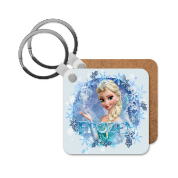 Frozen Elsa, Μπρελόκ Ξύλινο τετράγωνο MDF 5cm (3mm πάχος)