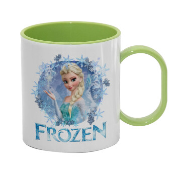 Frozen Elsa, Κούπα (πλαστική) (BPA-FREE) Polymer Πράσινη για παιδιά, 330ml