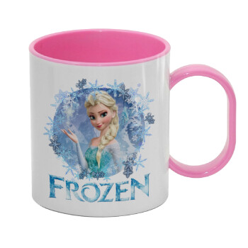 Frozen Elsa, Κούπα (πλαστική) (BPA-FREE) Polymer Ροζ για παιδιά, 330ml