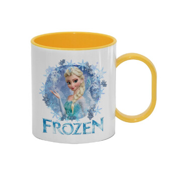 Frozen Elsa, Κούπα (πλαστική) (BPA-FREE) Polymer Κίτρινη για παιδιά, 330ml