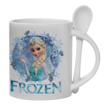 Frozen Elsa, Ceramic coffee mug with Spoon, 330ml (1pcs)