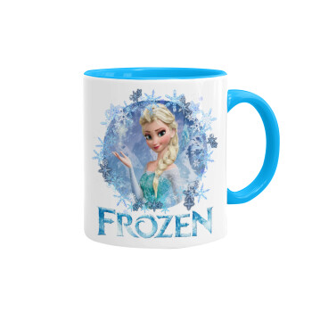 Frozen Elsa, Κούπα χρωματιστή γαλάζια, κεραμική, 330ml