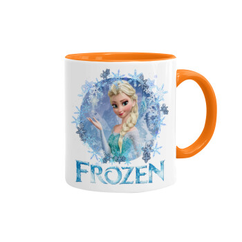 Frozen Elsa, Κούπα χρωματιστή πορτοκαλί, κεραμική, 330ml