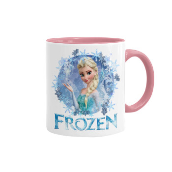 Frozen Elsa, Κούπα χρωματιστή ροζ, κεραμική, 330ml