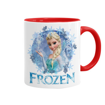 Frozen Elsa, Κούπα χρωματιστή κόκκινη, κεραμική, 330ml