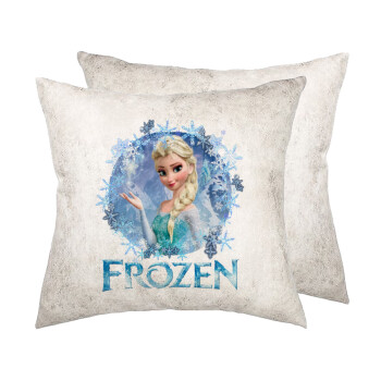Frozen Elsa, Μαξιλάρι καναπέ Δερματίνη Γκρι 40x40cm με γέμισμα
