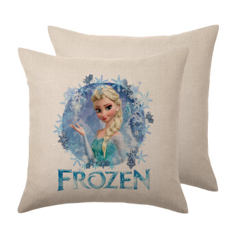 Frozen Elsa, Μαξιλάρι καναπέ ΛΙΝΟ 40x40cm περιέχεται το  γέμισμα