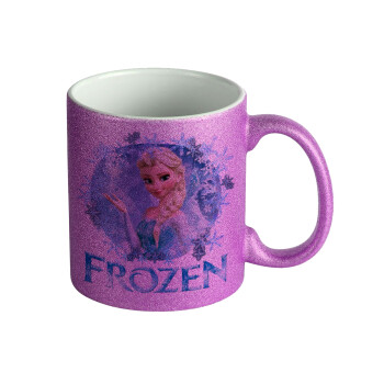Frozen Elsa, Κούπα Μωβ Glitter που γυαλίζει, κεραμική, 330ml