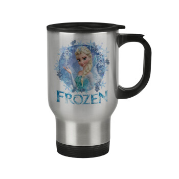 Frozen Elsa, Κούπα ταξιδιού ανοξείδωτη με καπάκι, διπλού τοιχώματος (θερμό) 450ml