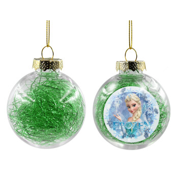 Frozen Elsa, Χριστουγεννιάτικη μπάλα δένδρου διάφανη με πράσινο γέμισμα 8cm