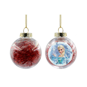 Frozen Elsa, Χριστουγεννιάτικη μπάλα δένδρου διάφανη με κόκκινο γέμισμα 8cm