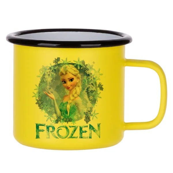 Frozen Elsa — Κούπα Μεταλλική εμαγιέ ΜΑΤ Κίτρινη 360ml