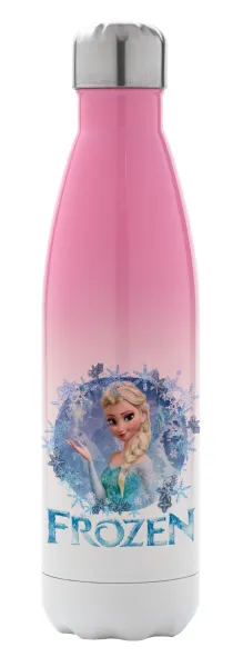 Frozen Elsa — Μεταλλικό παγούρι θερμός Ροζ/Λευκό (Stainless steel), διπλού τοιχώματος, 500ml