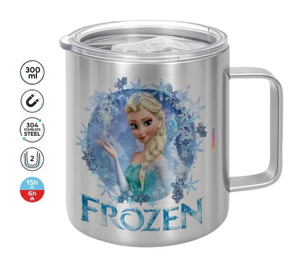Frozen Elsa — Double-walled stainless steel mug 300ml with temperature-retaining lid