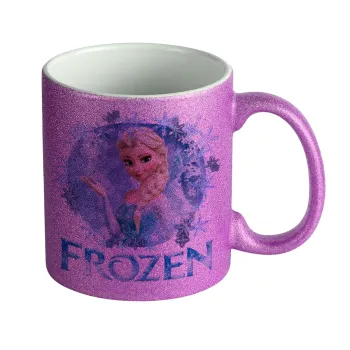 Frozen Elsa, Κούπα Μωβ Glitter που γυαλίζει, κεραμική, 330ml