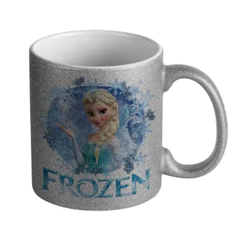Frozen Elsa, Κούπα Ασημένια Glitter που γυαλίζει, κεραμική, 330ml