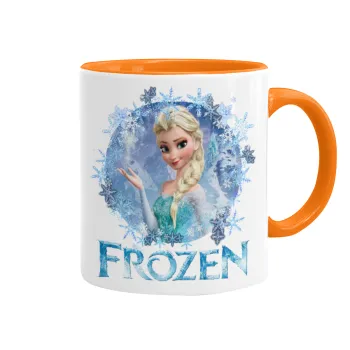 Frozen Elsa, Κούπα χρωματιστή πορτοκαλί, κεραμική, 330ml