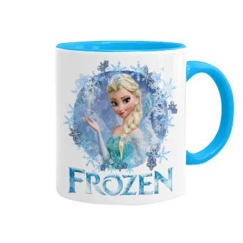 Frozen Elsa, Κούπα χρωματιστή γαλάζια, κεραμική, 330ml