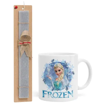 Frozen Elsa, Easter Set, Ceramic Cup (330ml) & Easter aromatic flat candle (30cm) (GRAY)