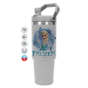 Frozen Elsa, ΓΚΡΙ χρώματος Θερμός Ανοξείδωτο 890ml (30oz) με χερούλι
