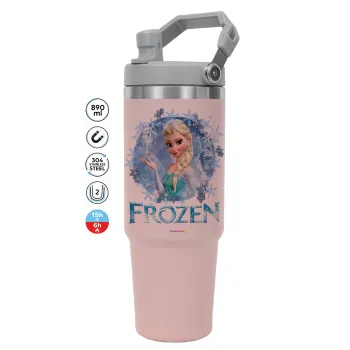 Frozen Elsa, ΡΟΖ χρώματος Θερμός Ανοξείδωτο 890ml (30oz) με χερούλι