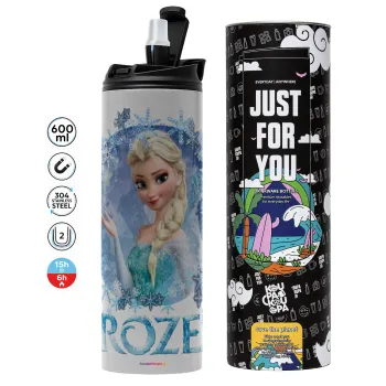 Frozen Elsa, Tumbler ποτήρι θερμό ΓΚΡΙ από ανοξείδωτο ατσάλι 600ml