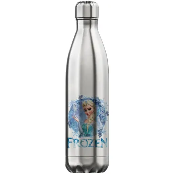 Frozen Elsa, Μεταλλικό παγούρι θερμός Inox (Stainless steel), διπλού τοιχώματος, 750ml