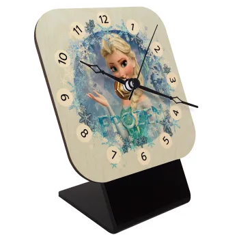 Frozen Elsa, Quartz Table clock in natural wood (10cm)