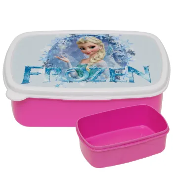 Frozen Elsa, ΡΟΖ παιδικό δοχείο φαγητού (lunchbox) πλαστικό (BPA-FREE) Lunch Βox M18 x Π13 x Υ6cm