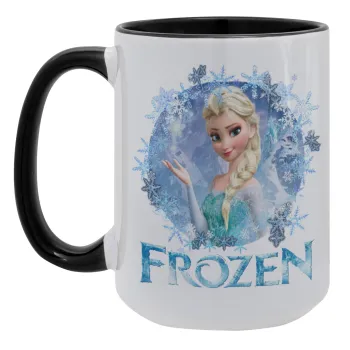 Frozen Elsa, Κούπα Mega 15oz, κεραμική Μαύρη, 450ml