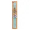 Easter Set, wooden keychain & aromatic flat Easter candle (30cm) (TURQUOISE)