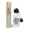 Easter Set, metallic aluminum water bottle (500ml) & scented flat candle (30cm) (TURQUOISE)